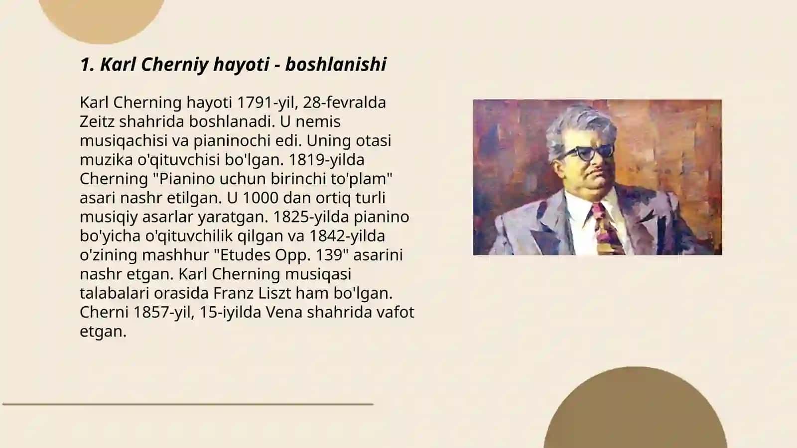 Karl Cherni hayoti va ijodi 3