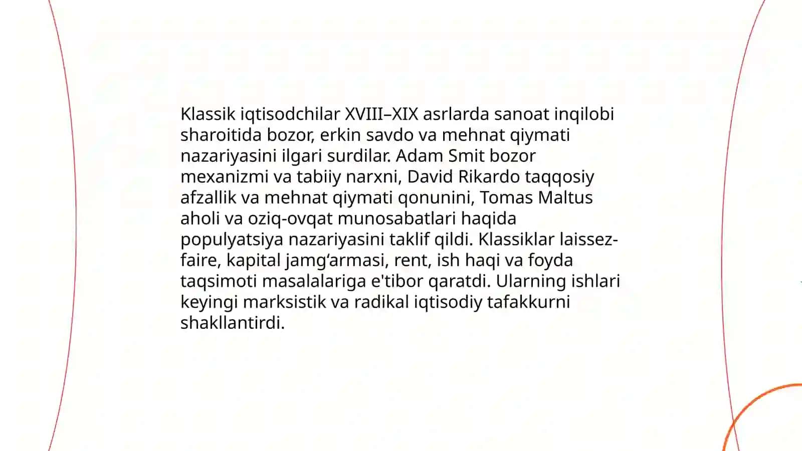 Klassik iqtisodchilar, Rikardo, Maltus, Xyum, Utopiklar, Marks va Radikallar - Raximov Beksulton 3