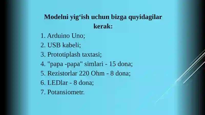Potensiometr qaliyonuvchi diodlar sonini o‘zgartirish 3