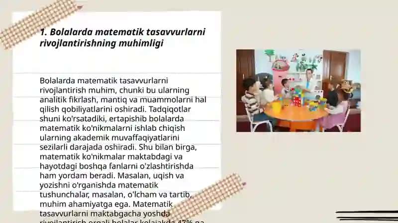 Bolalarda matematik tasavvurlarni rivojlantirishda bolalar bog'chasining oila bilan hamkorlikdagi roli 3