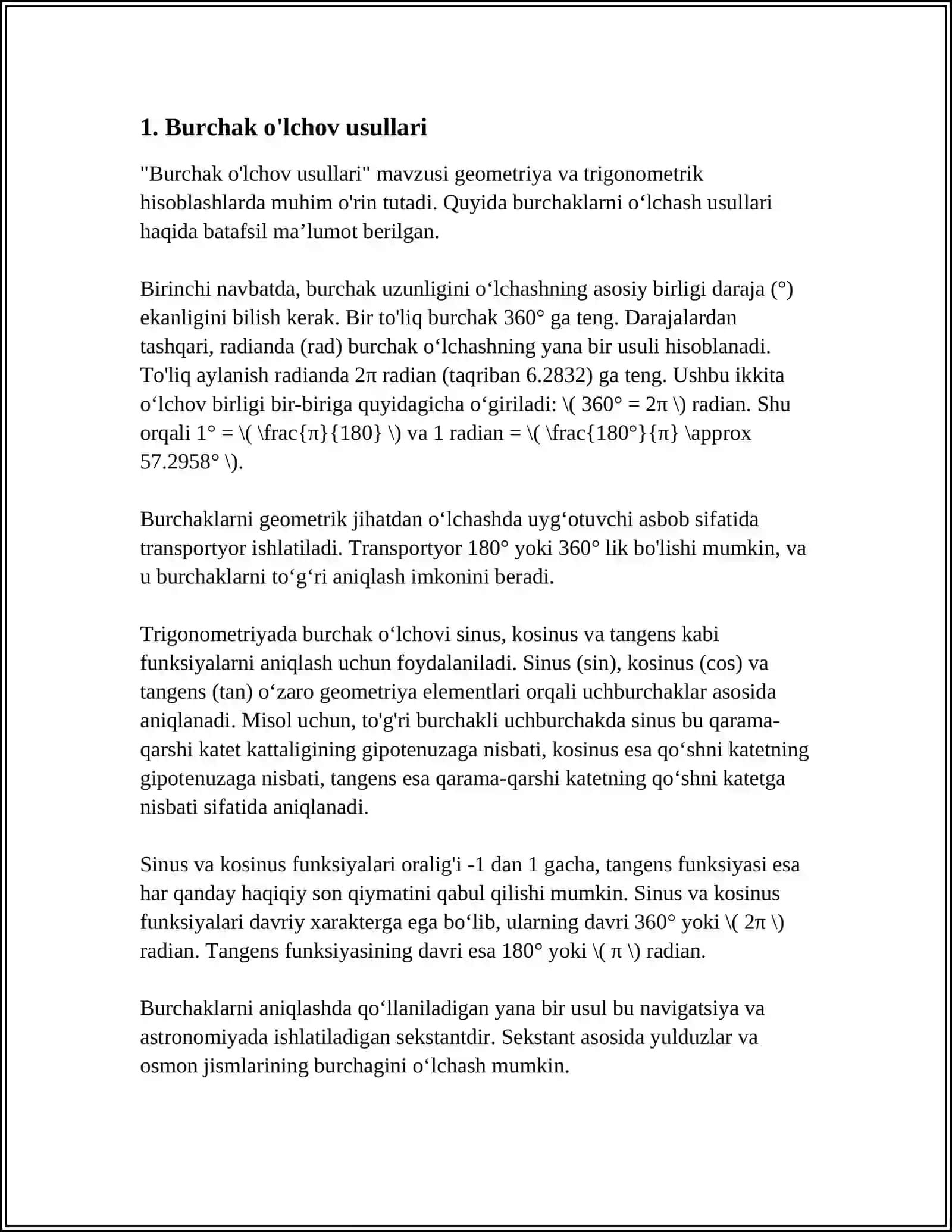 Burchak o'lchov usullari 3