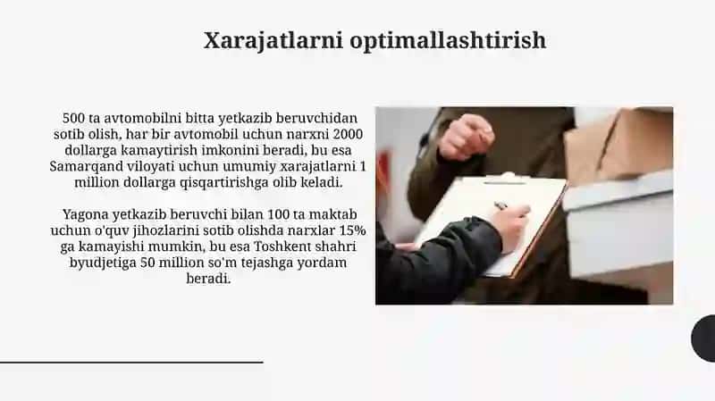 Yagona yetkazib beruvchi bilan davlat xaridini amalga oshirishning afzalliklari 3