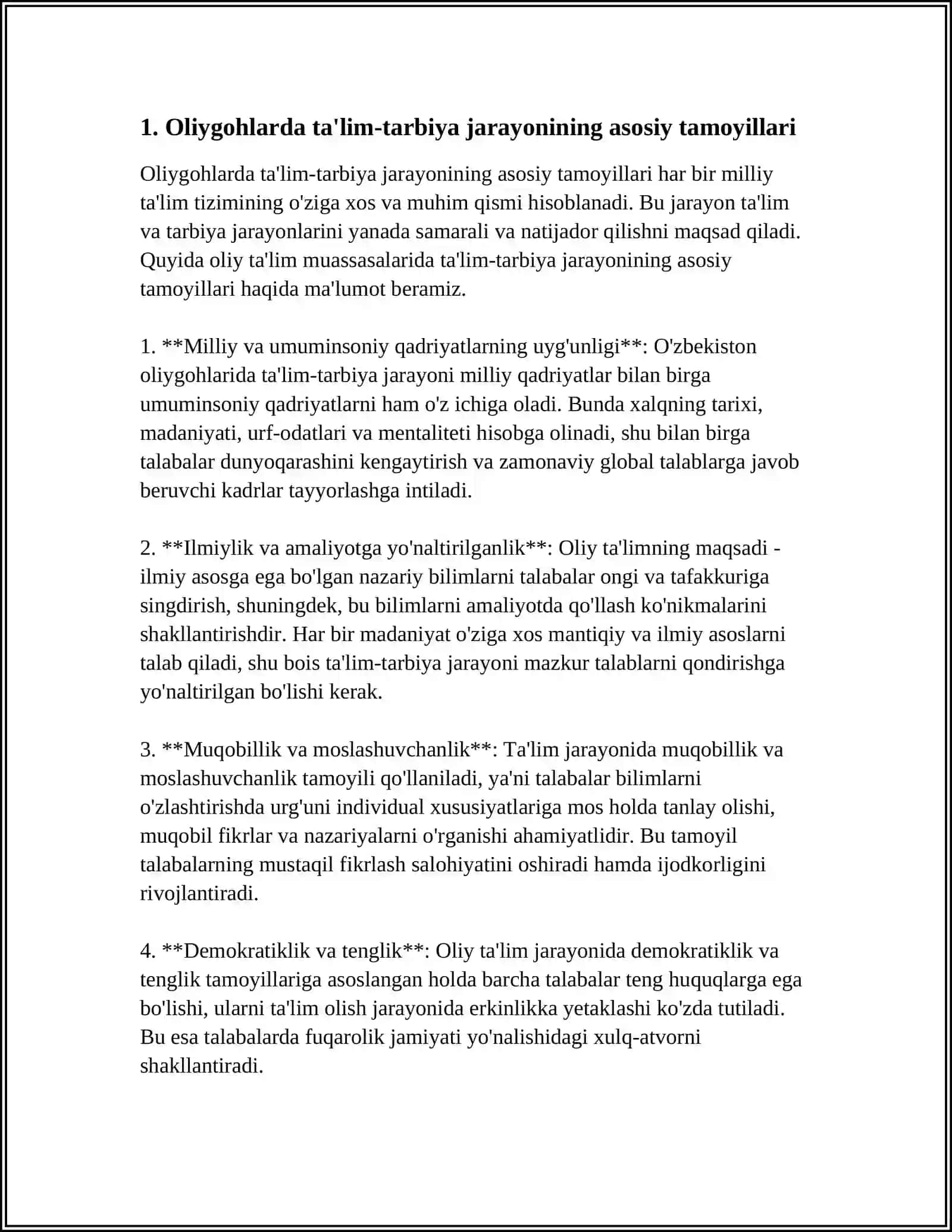 OLIY TA’LIM TIZIMIDA TA’LIM-TARBIYA JARAYONINI TASHKIL ETISHNING KONSEPTUAL ASOSLARI 3