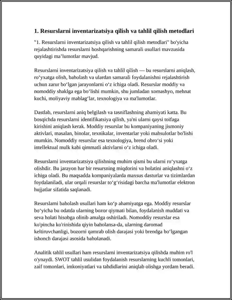 Resurslarni inventarizatsiya qilish va tahlil qilish metodlari 3
