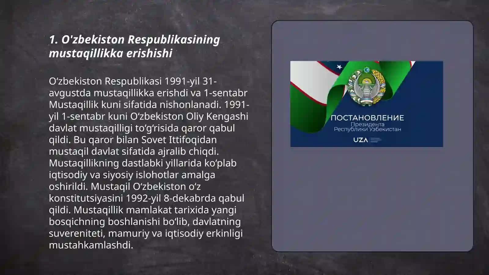 O'zbekiston Respublikasining mustaqillikka erishishi 3