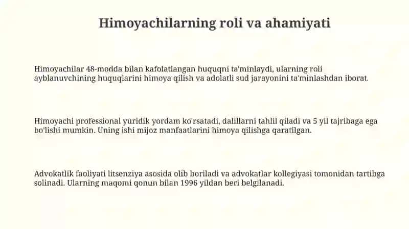 O'zgalar manfaatini himoya qiladigan ishtirokchilar 3