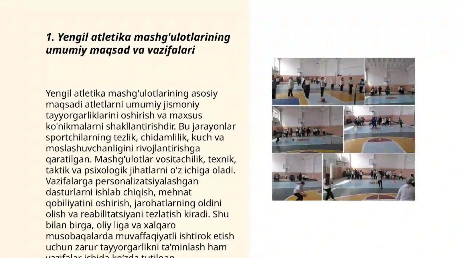 Ta'lim muassasalarida yengil atletika mashg'ulotlarining tuzilishi, mazmuni hamda tayyorgarlik komponentlari 3