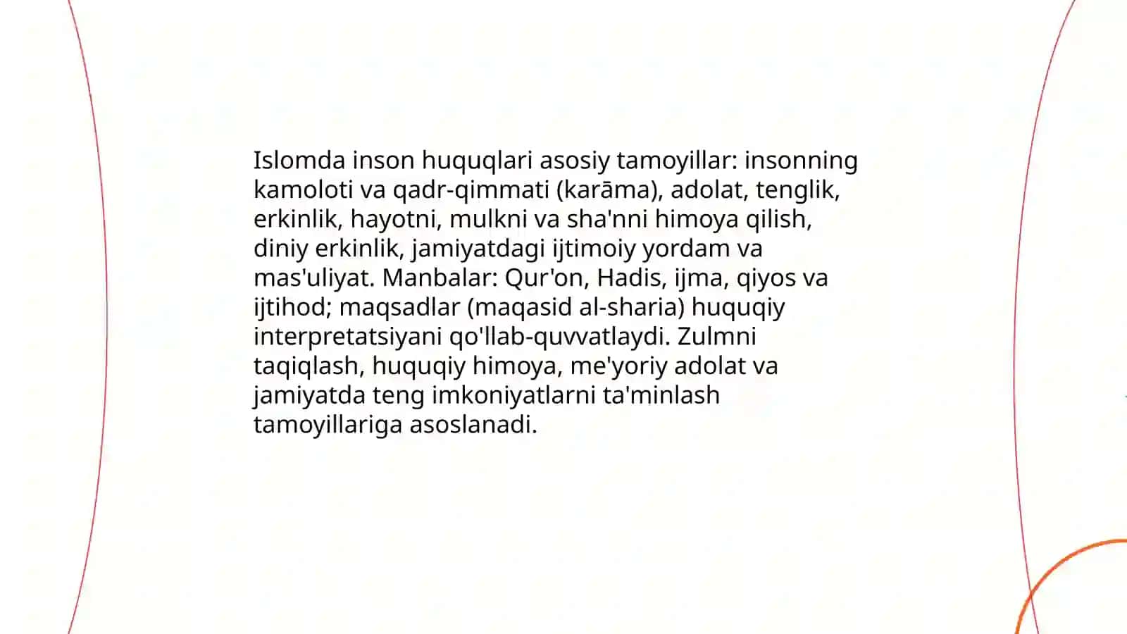 Islomda inson huquqlari himoyasi, ijtimoiy tenglik, adalota va tolerantlik 3
