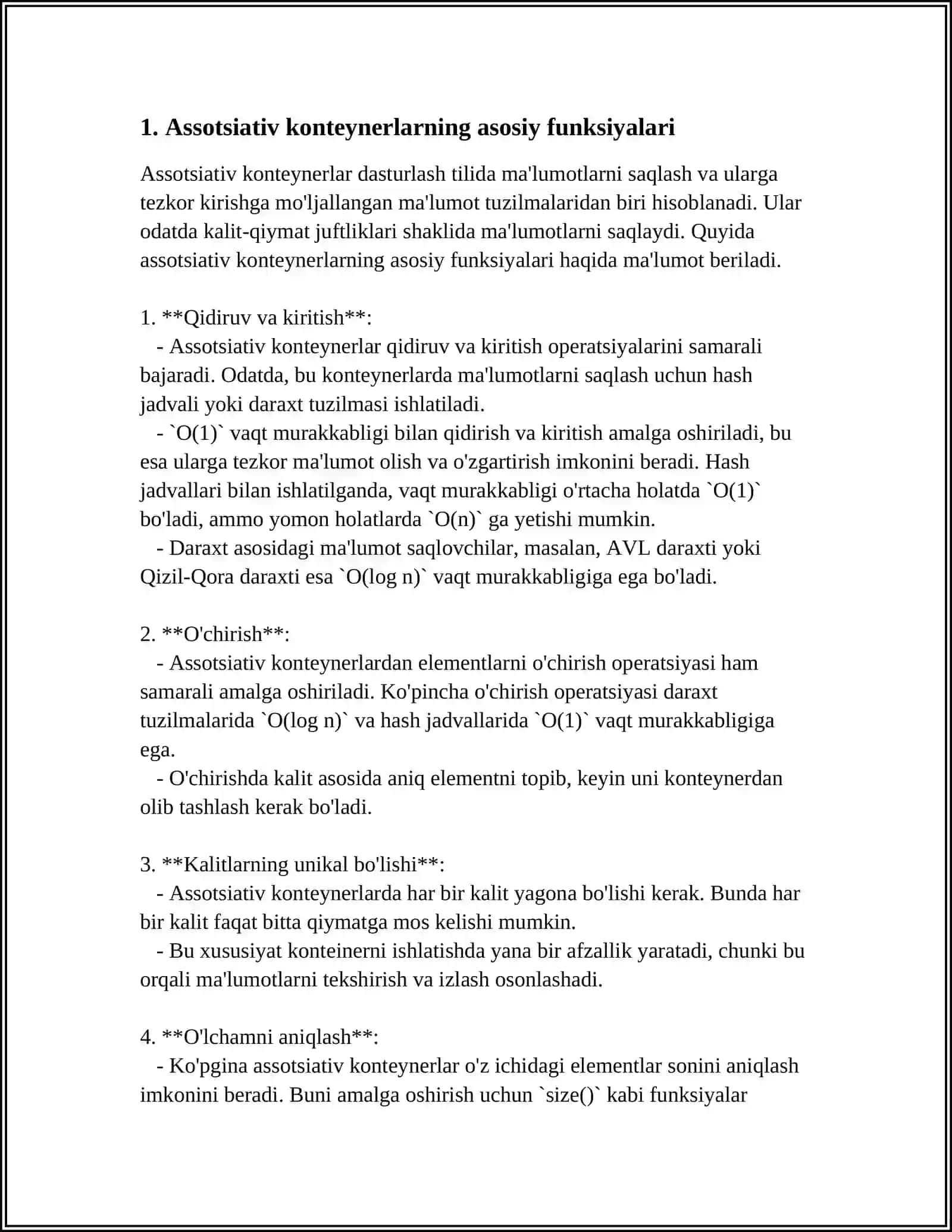 ASSOSATIV KONTENTERLAR. ASSOSATIV KONTENYERLAR (SET, MAP, MULTISET, MULTIMAP) 3