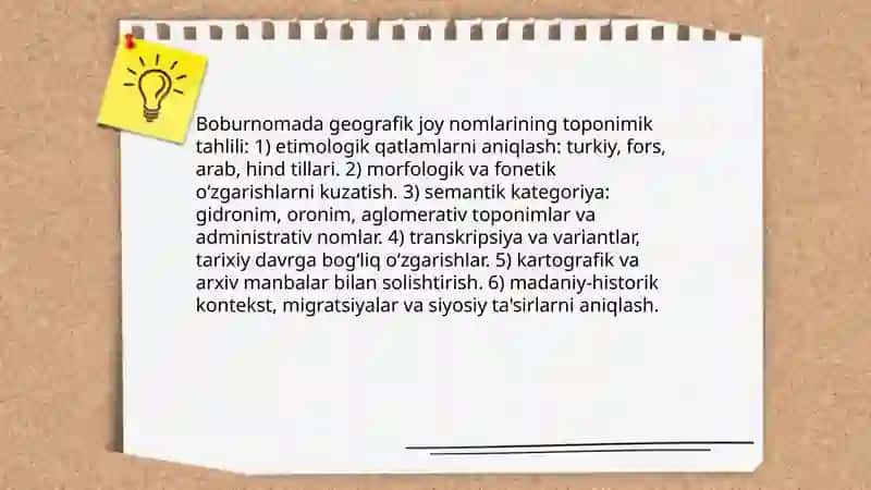 Boburnomada geografik joy nomlarining toponimik tahlili 3