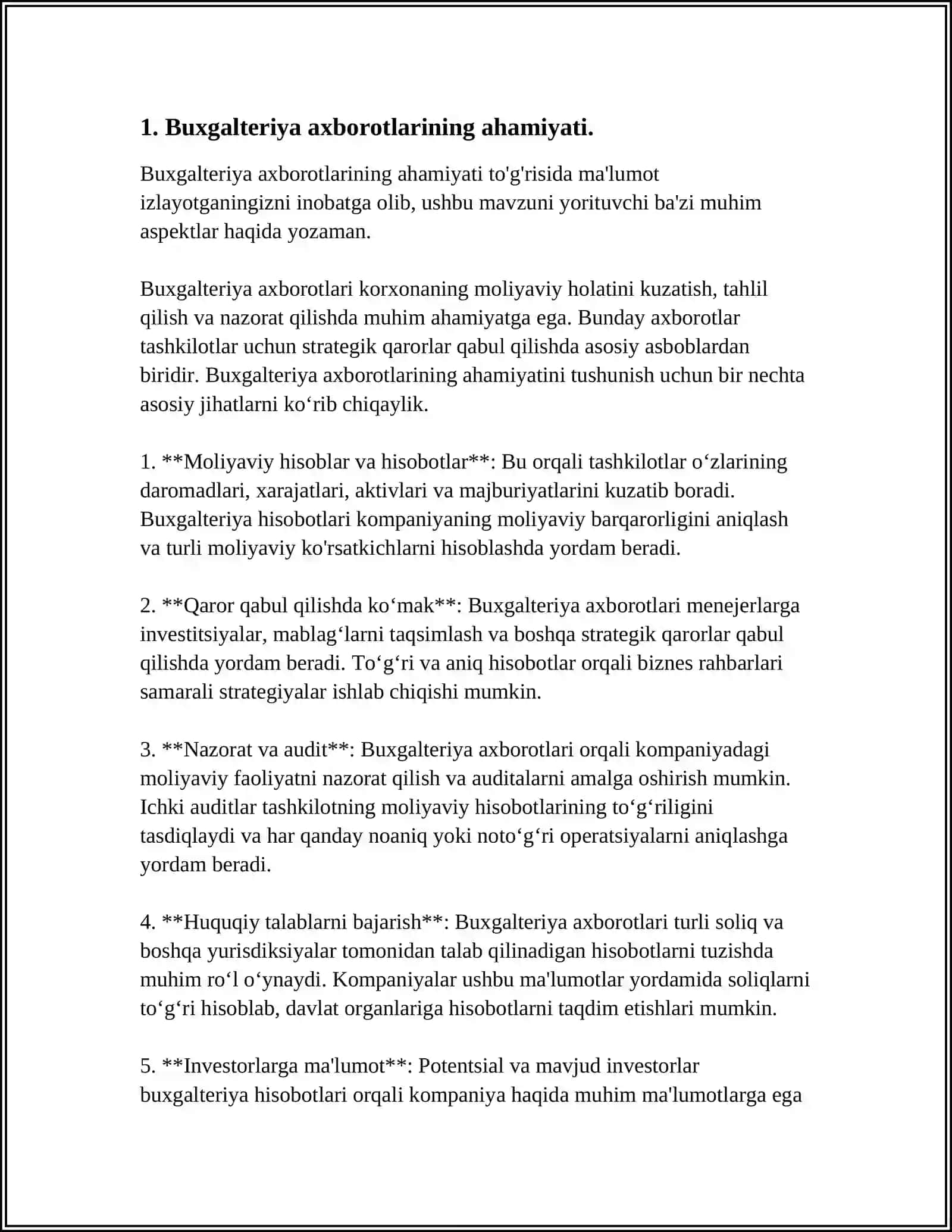 BUXGALTERIYA HISOBINING AXBOROTLARIDAN FOYDALANISH 3