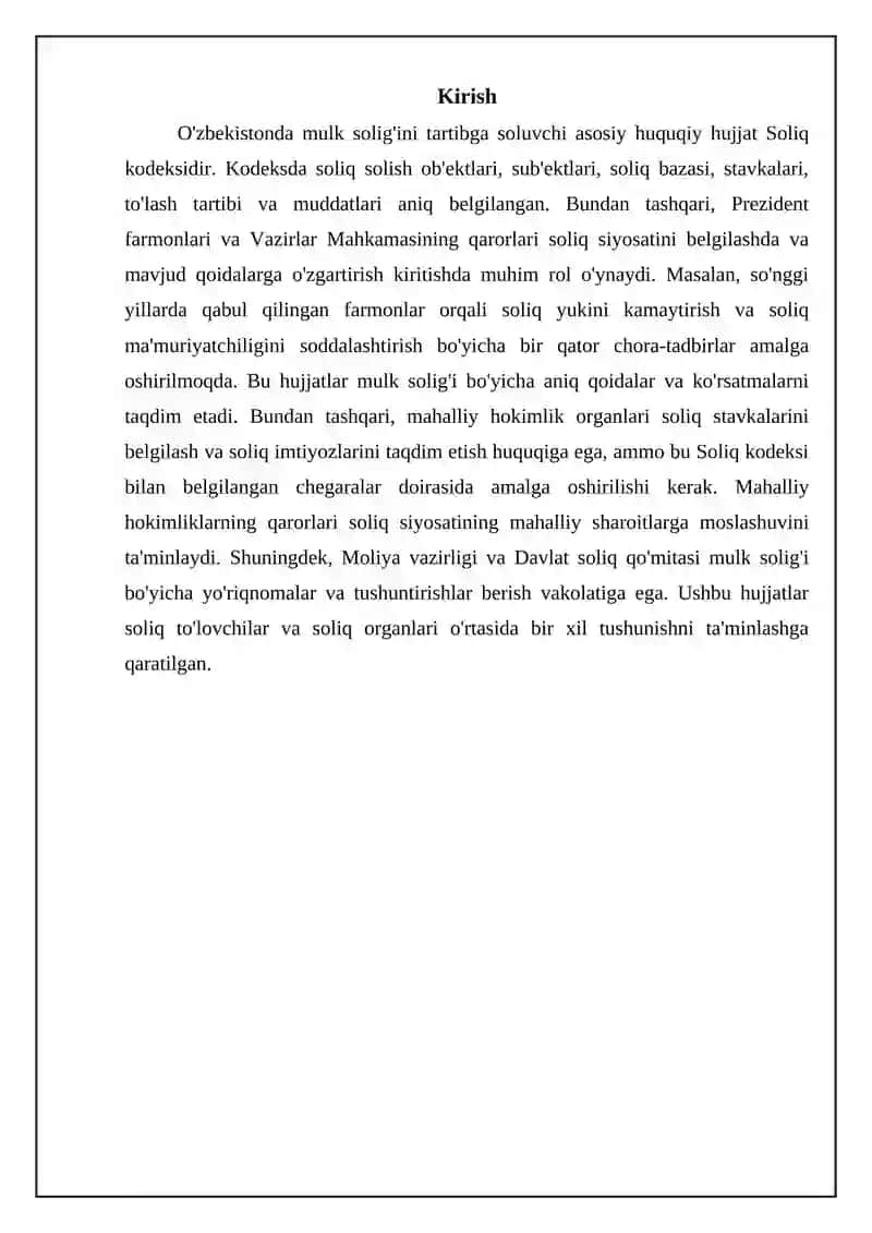O‘zbekistonda mol-mulkni soliqqa tortishning o‘ziga xos xususiyatlari 3