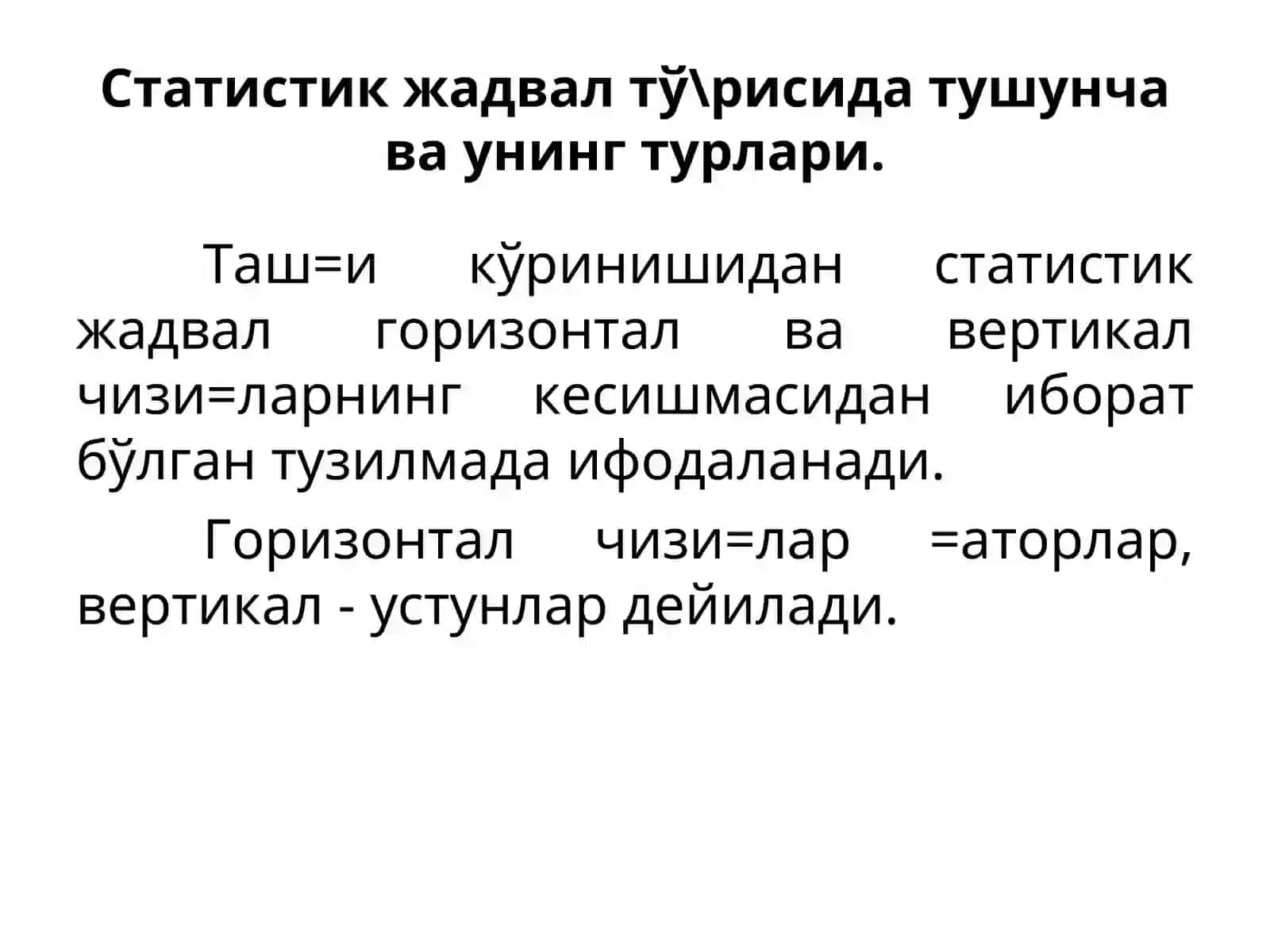 ЖАДВАЛ ВА ГРАФИКЛАРНИ ТУЗИШ 3