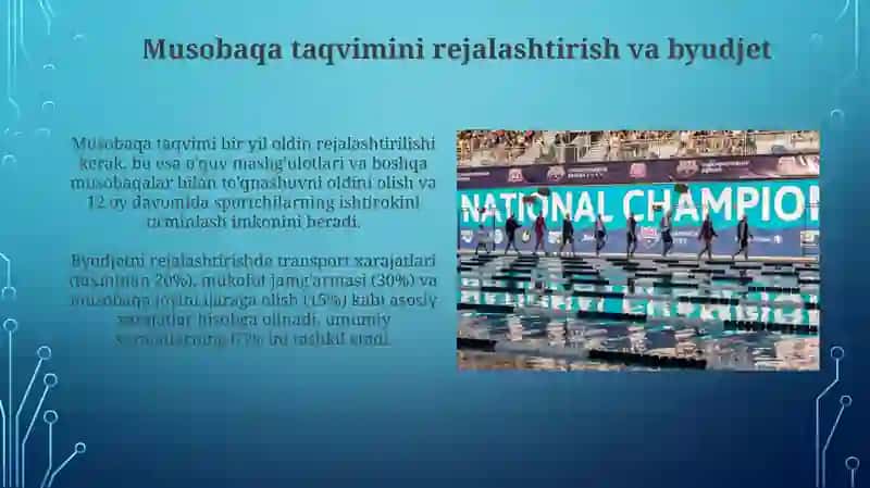 Tanlangan sport turida rejalashtirish va hakamlik faoliyati (suzish) 3