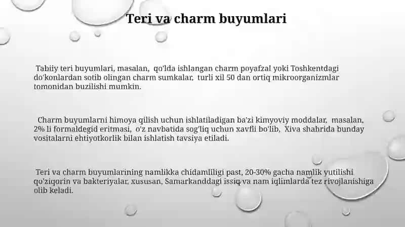 Mikroorganizmlar bilan zararlanadigan material va buyumlar 3