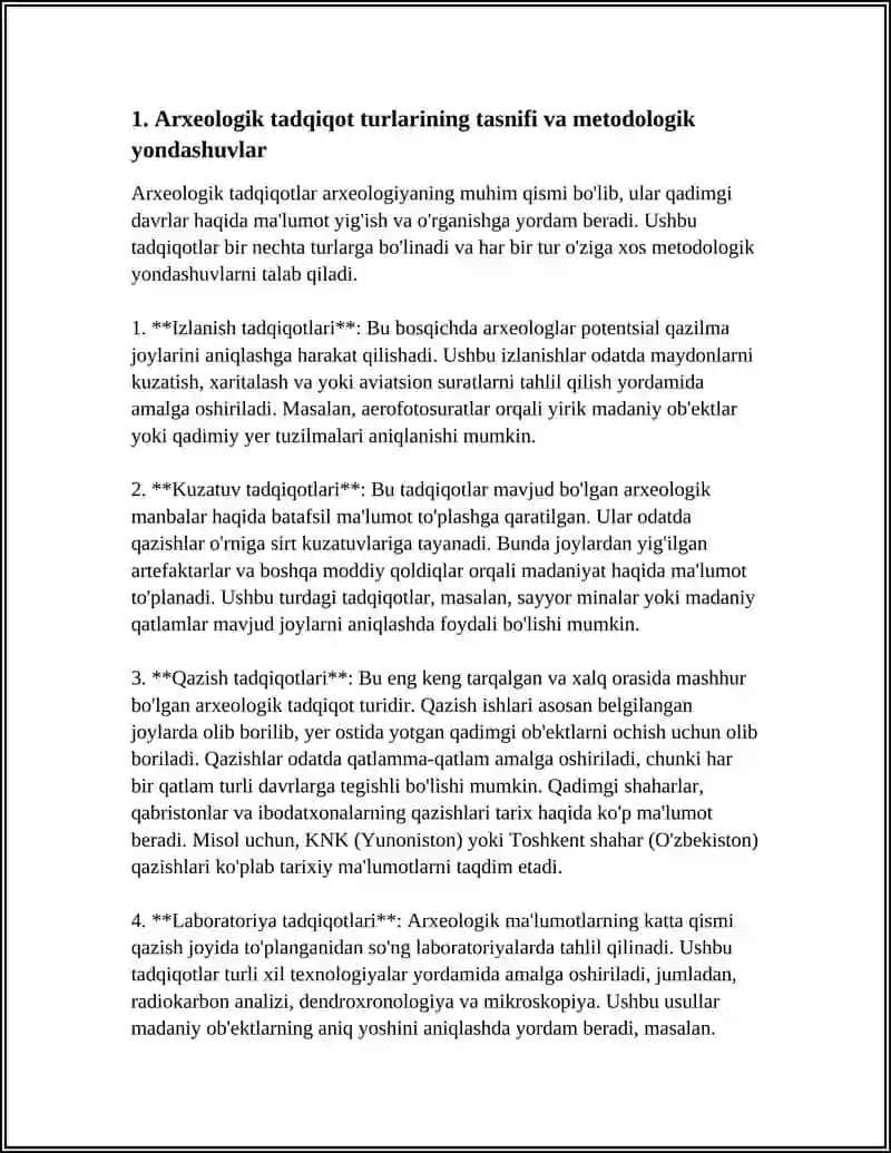 ARXEOLOGIK TADQIQOT TURLARI VA SANALASHTIRISH MUAMMOLARI 3
