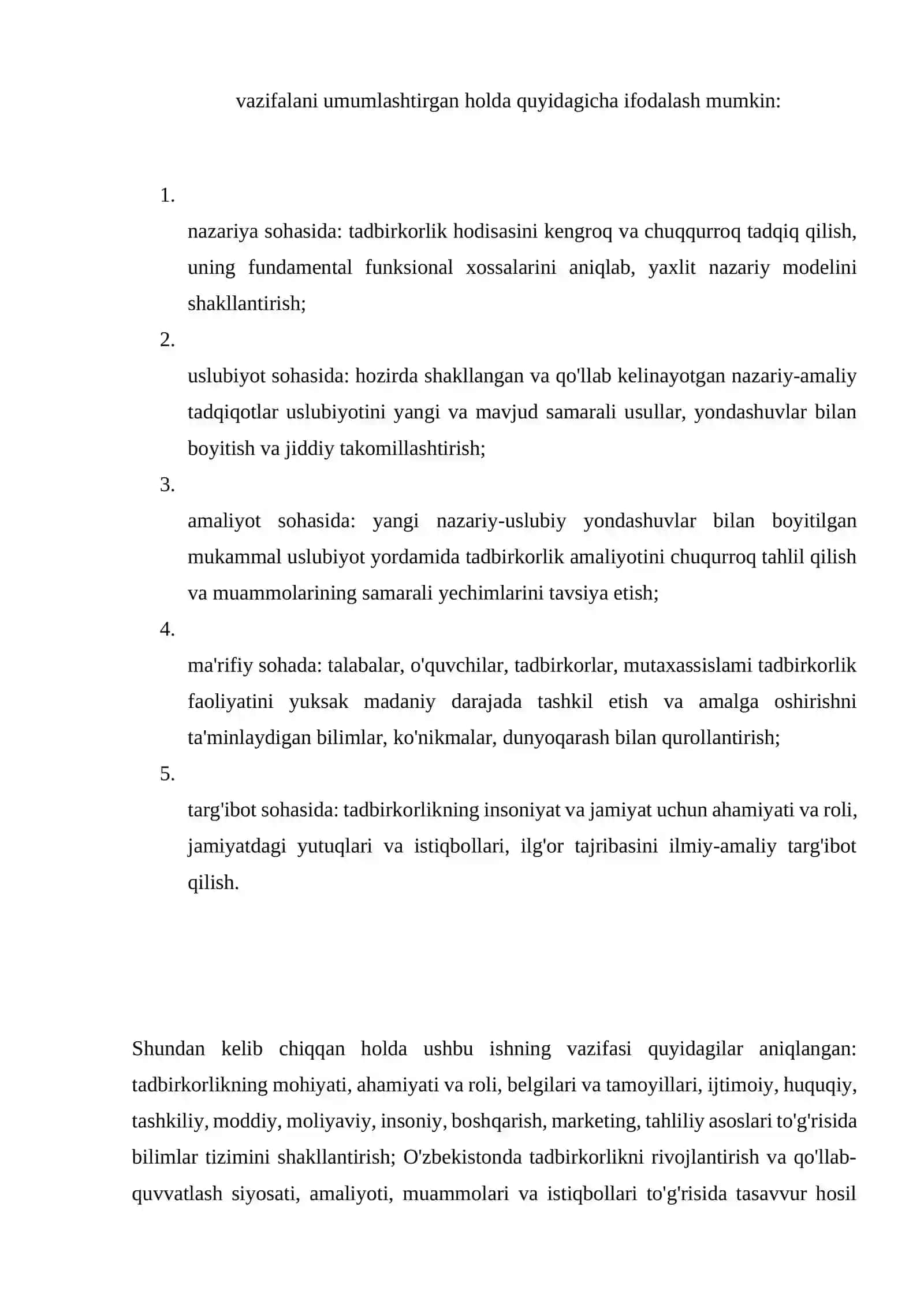 Kichik biznes va xususiy tadbirkorlikni rivojlantirishni ijtimoiy-iqtisodiy ahamiyati 3