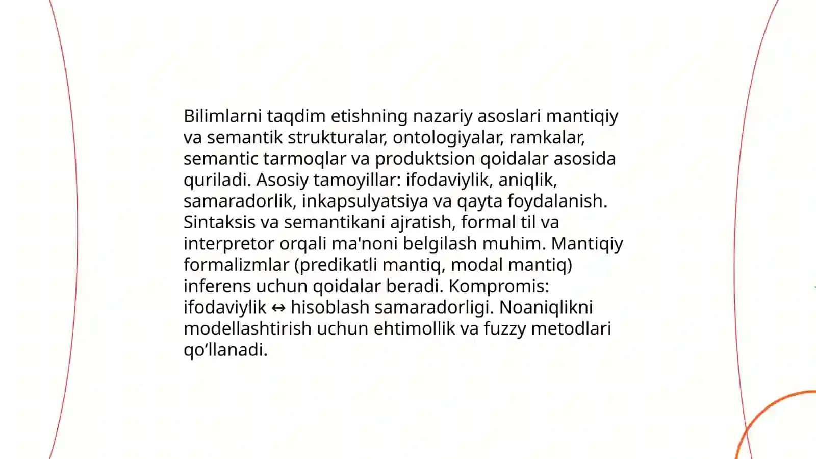 Bilimlarni taqdim etish. Mantiqiy va produksion modellar. Bilimlar interpretatori 3