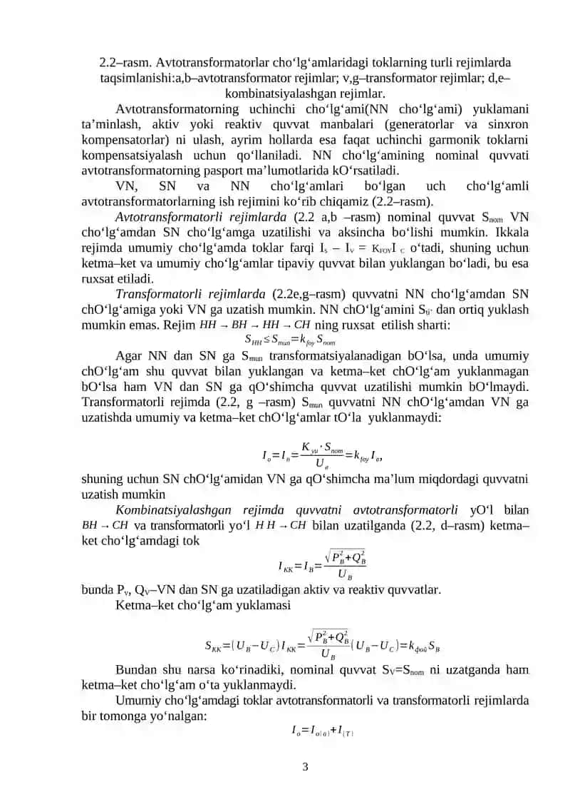 Avtotransformatorlarni kombinatsiyalangan (aralash) ish holatlari 3