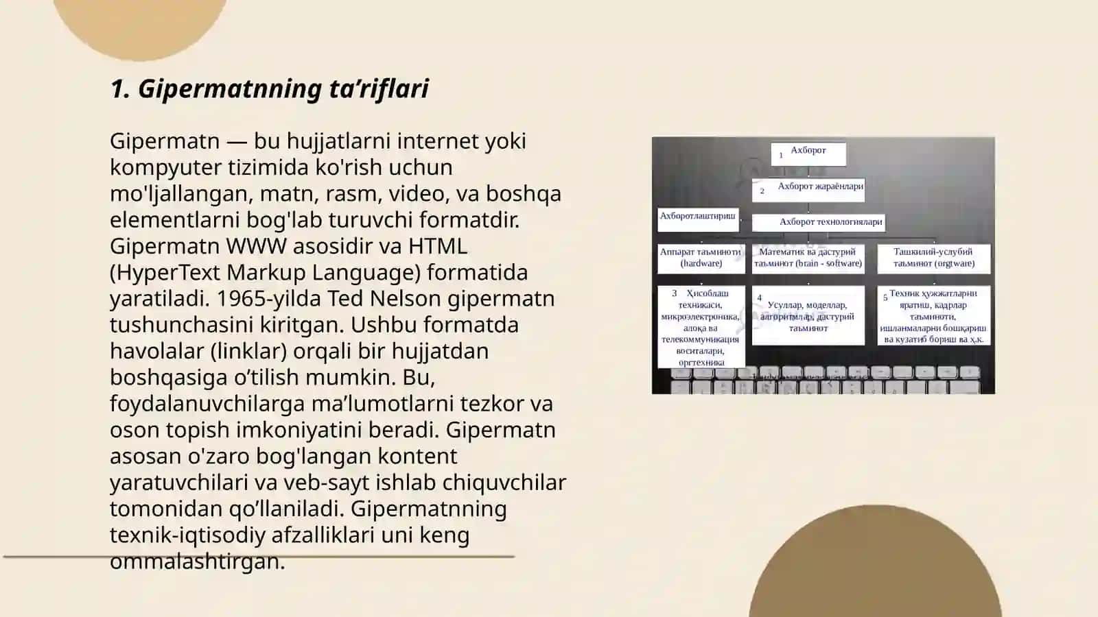 Gipertekst, gipermurojaat va gipermedia tushunchalarini tavsiflash 3