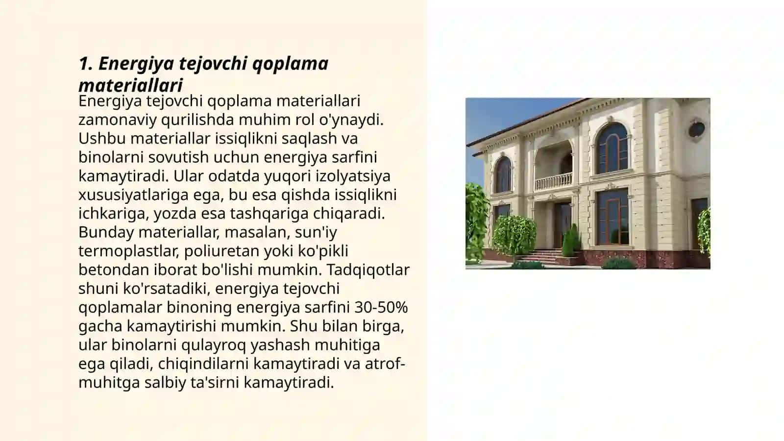 Energiya tejovchi qoplama materiallari 3