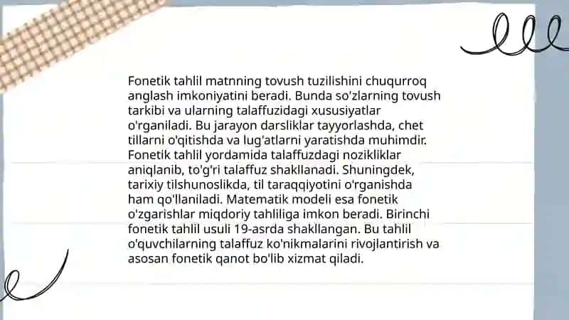 Fonetik tahlil namunasini yaratish 3