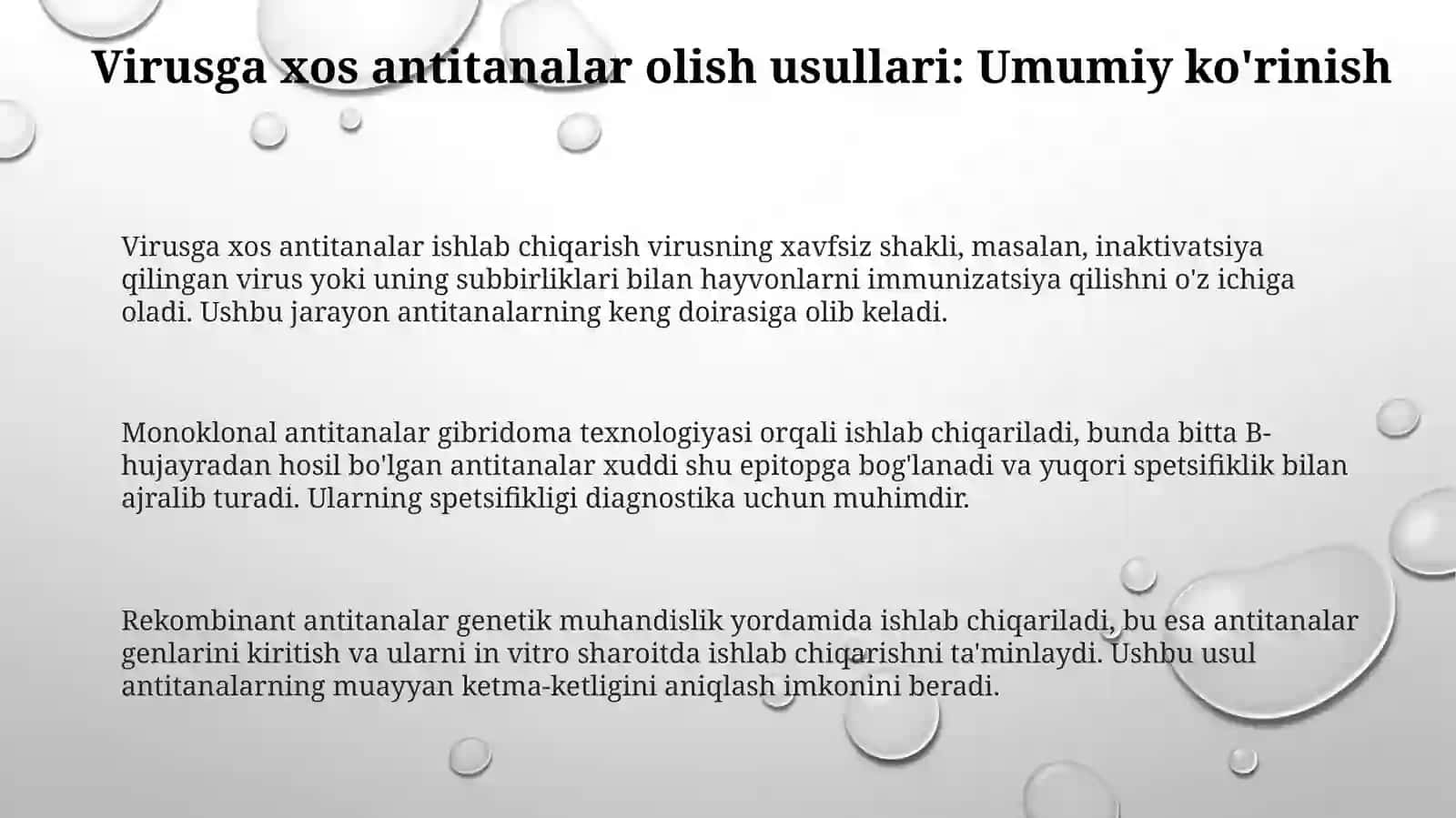 Viruslarga spetsifik antitanalar olish usullari 3