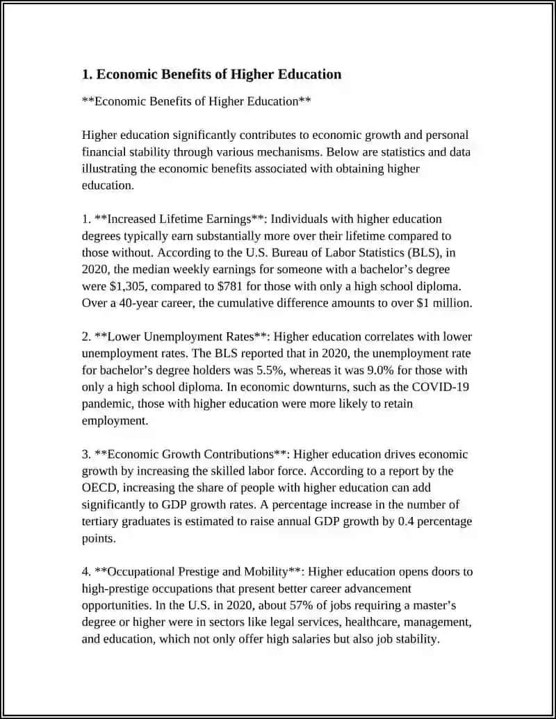 Economic Benefits of Higher Education 3