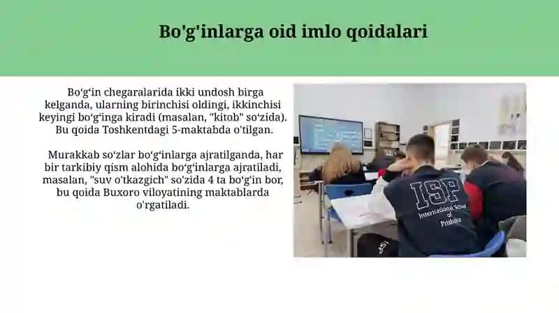 Taʼlim boʻgʻinlarida imlo qoidalarining berilishi 3