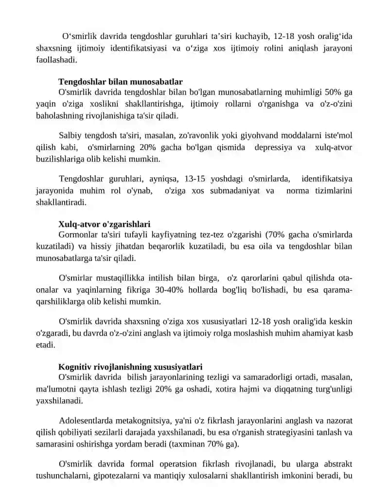 Ŏsmirlik davrida psixik rivojlanish xususiyatlari 3