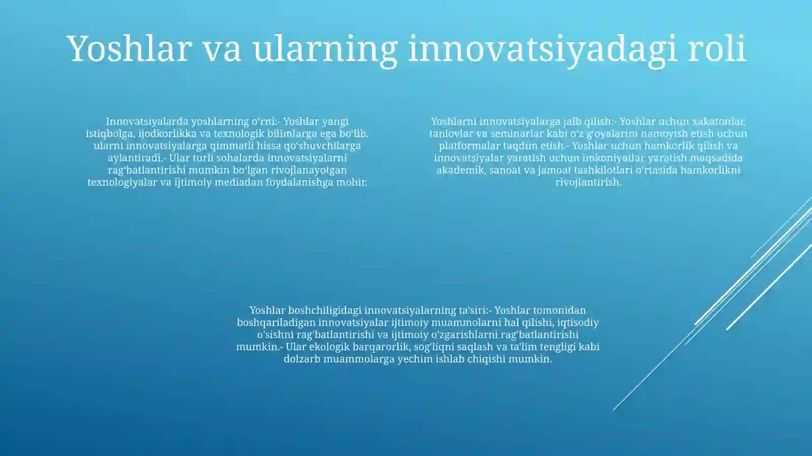 "Yoshlar-Innovatsion G'Oyalar Tashabbuskori" Mavzusida Ko'Rgazmali Material (Taqdimot) Tayyorlash 3