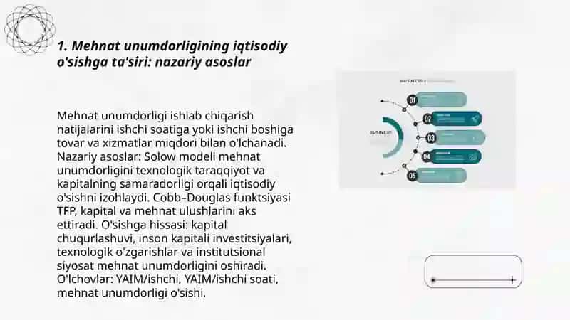 Mehnat unumdorligi - iqtisodiy o'sish omili sifatida 3