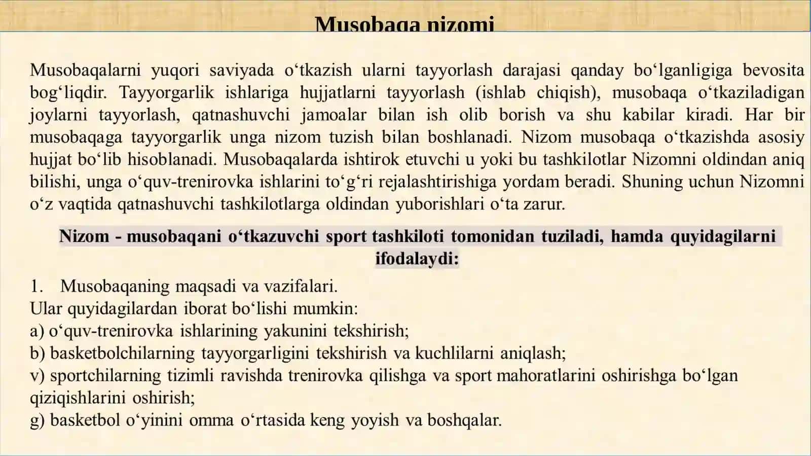 Basketbol musobaqalarni tashkil etish va hakamlik qilish nazariyasi 3