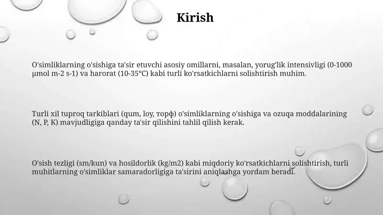 Turli muhitda osgan osimliklarni sharoitini taqqoslash 3