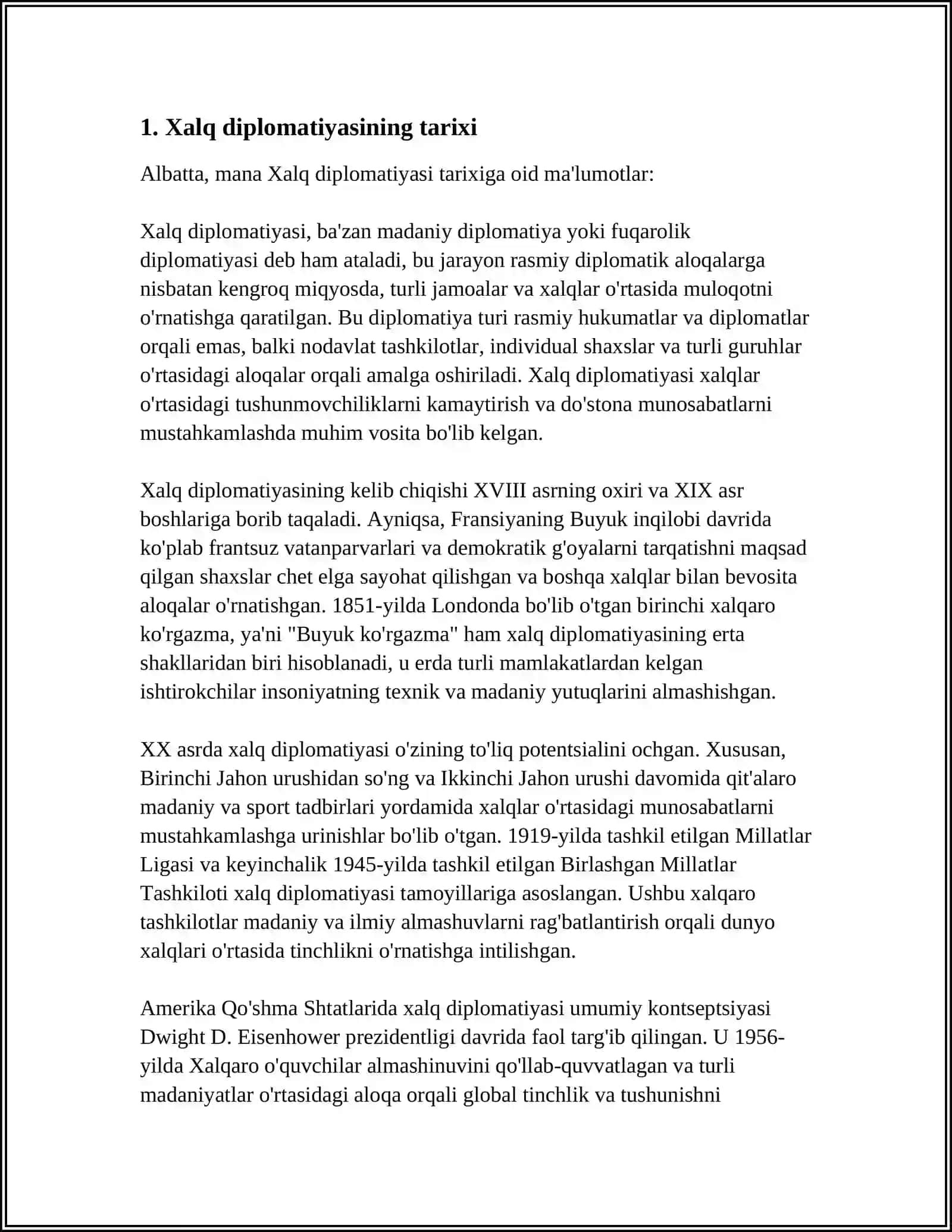 XALQARO MUNOSABATLARDA XALQ DIPLOMATIYASI 3