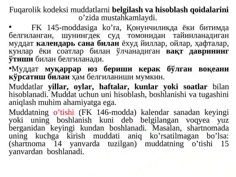 Fuqarolik huquqida muddatlar tushunchasi va turlari 3