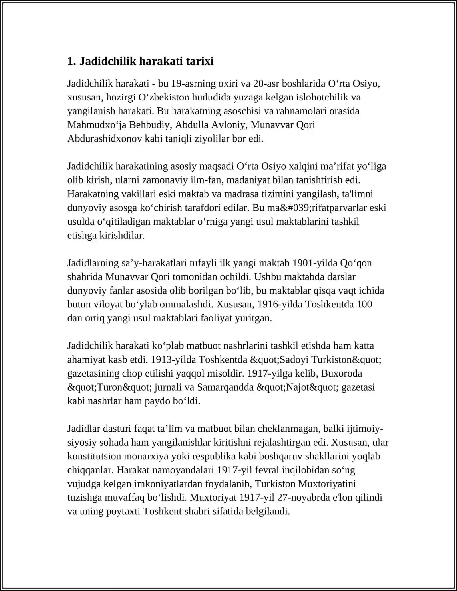JADID MA'RIFATPARVARLARINING O'LKA IJTIMOIY-MA'NAVIY HAYOTIDA TUTGAN O'RNI 3