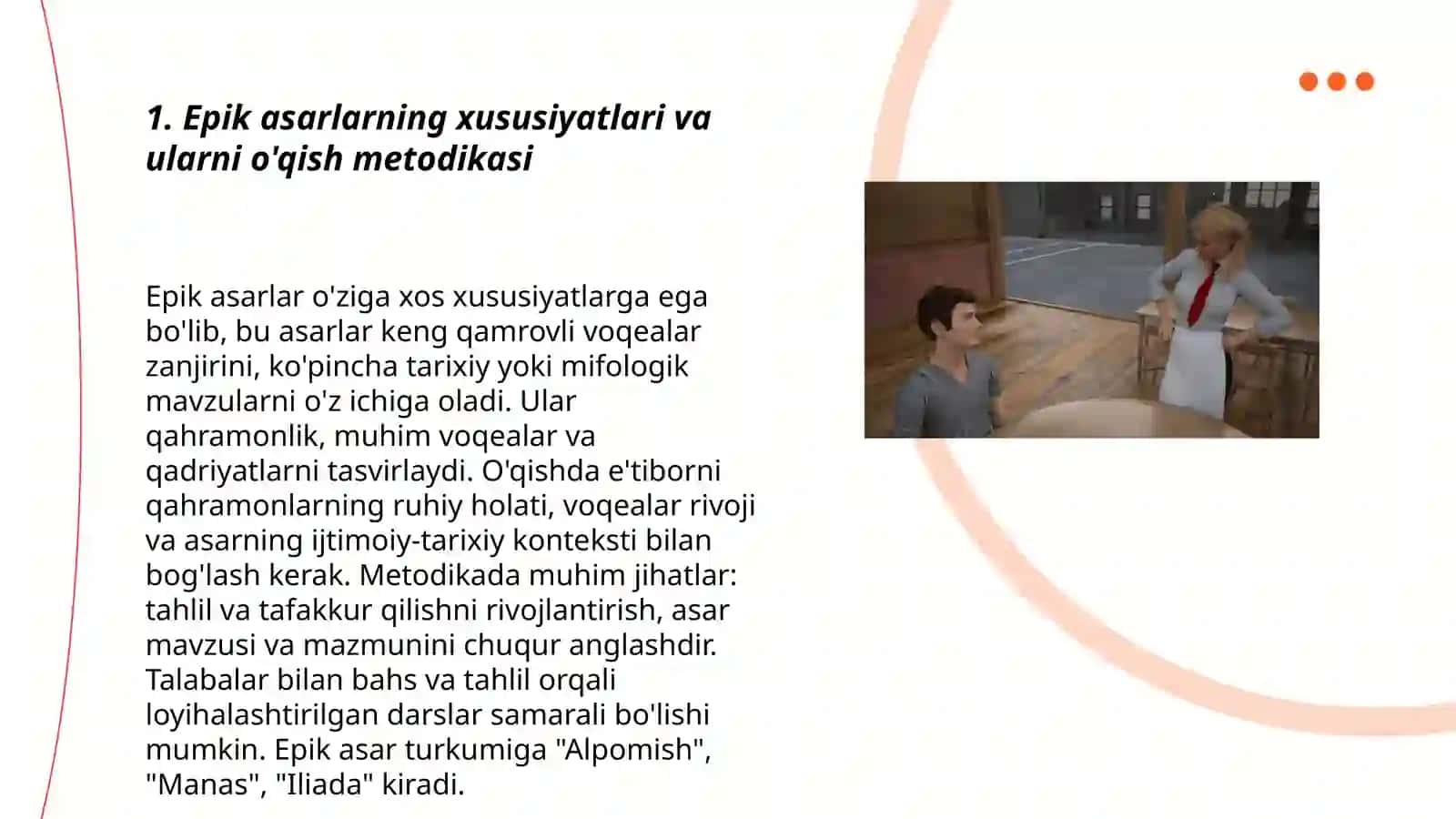 Epik asarlar ishlab chiqish metodikasi 3