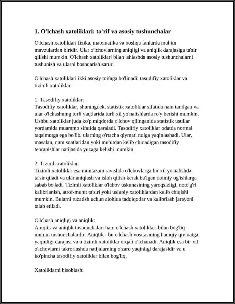 O'LCHASH XATOLIKLARI NAZARIYASI XAQIDA MALUMOT. 3