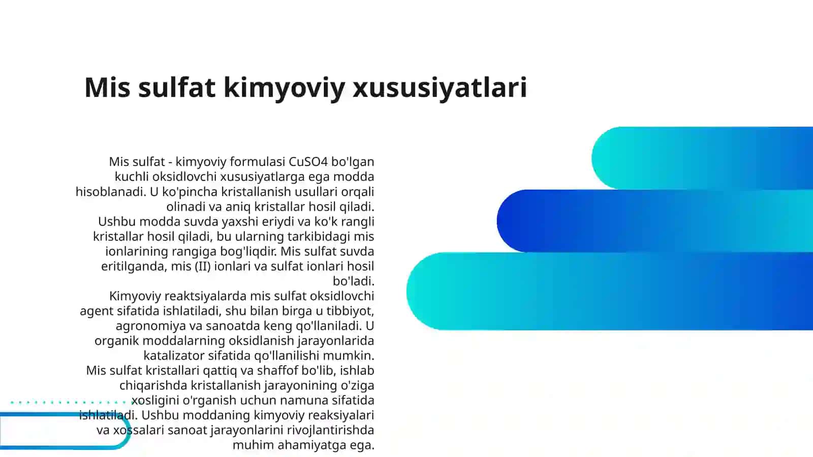 KRISTALLASH QAYTA KRISTALLASH USULIDA MIS SULFAT VA RUX SULFAT TUZLARNI OLISH 3