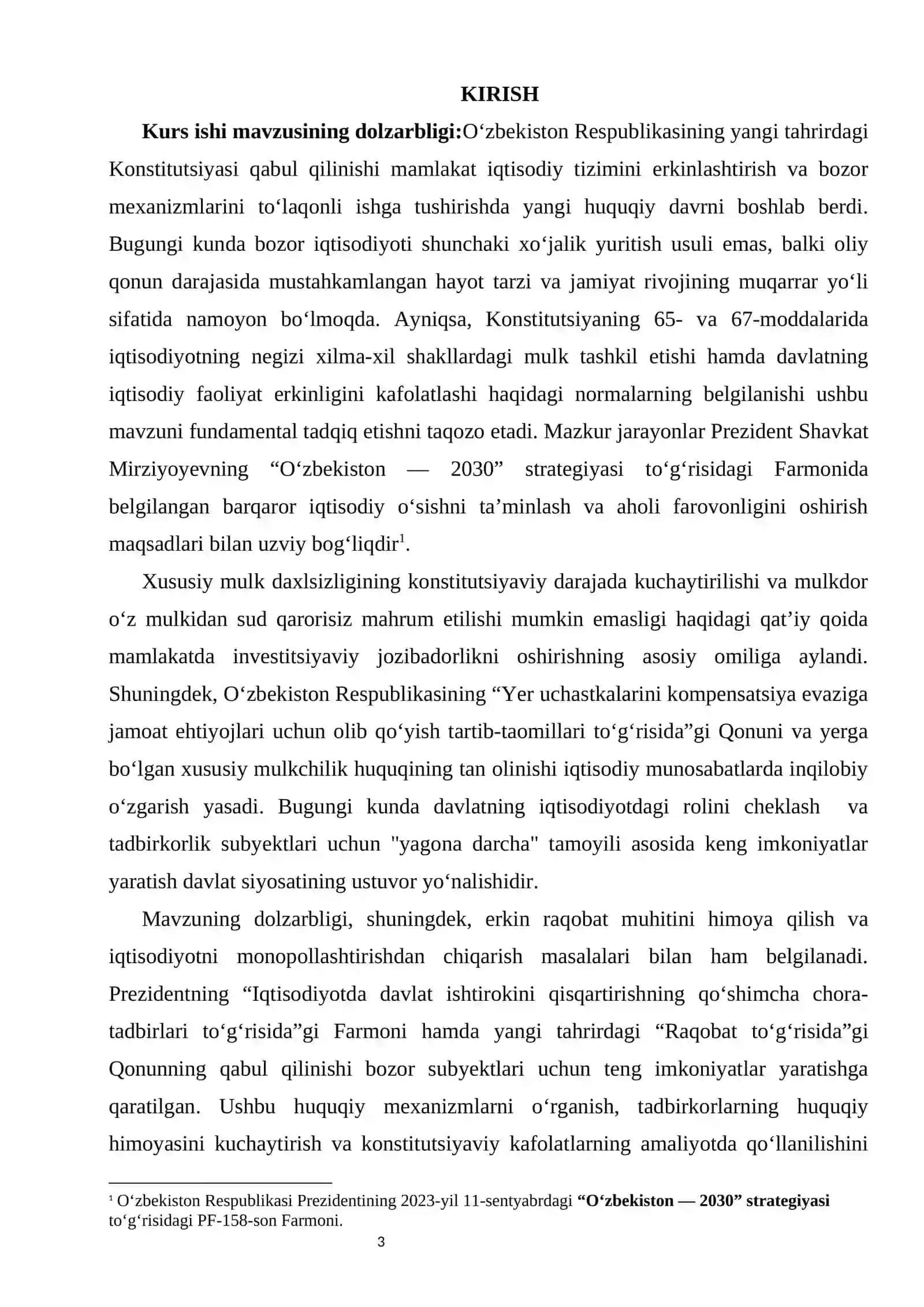 Konsitutsiyada bozor iqtisodiyoti tamoyillari. kurs ishi 3