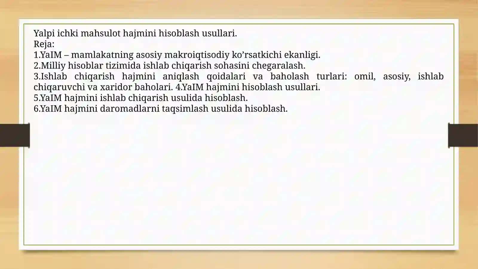 Yalpi ichki mahsulot hajmini hisoblash usullari 3
