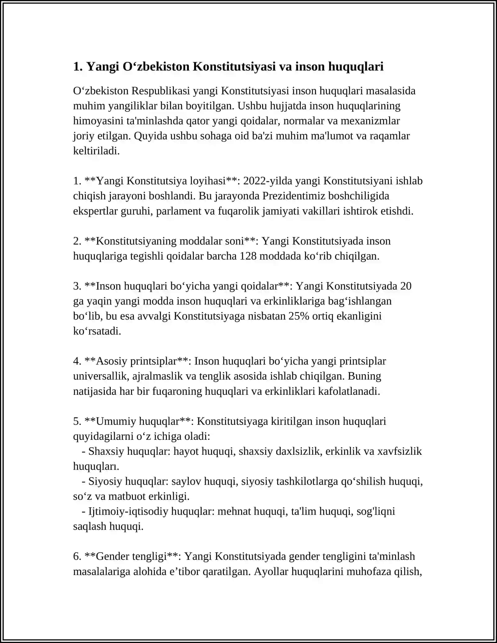 YANGI OʻZBEKISTONDA INSON HAQ-HUQUQLARI VA ERKINLIKLARINI KAFOLATINING YARATILISHI 3