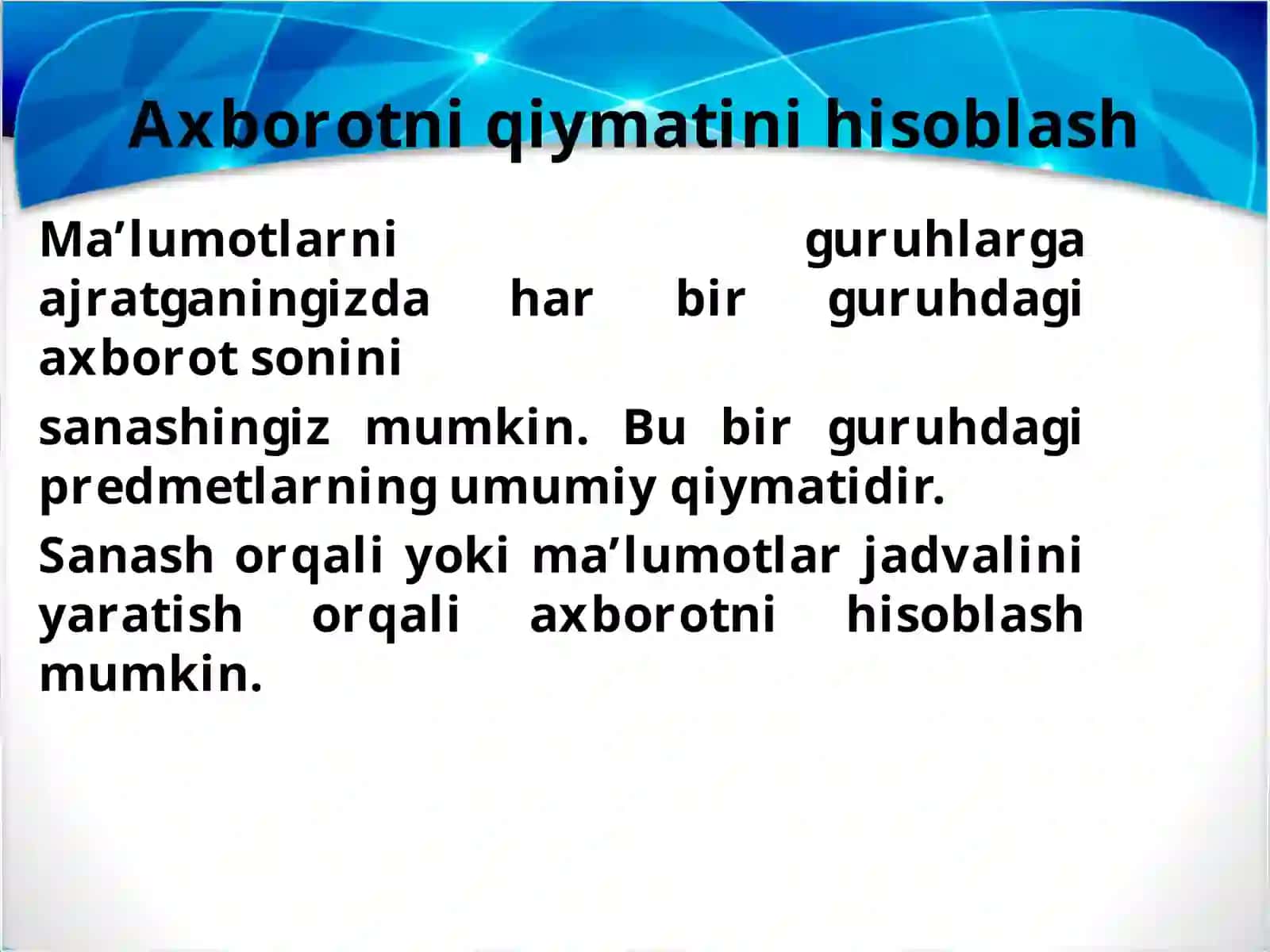 Axborotni qiymatini hisoblash. Piktogramma yaratish 3