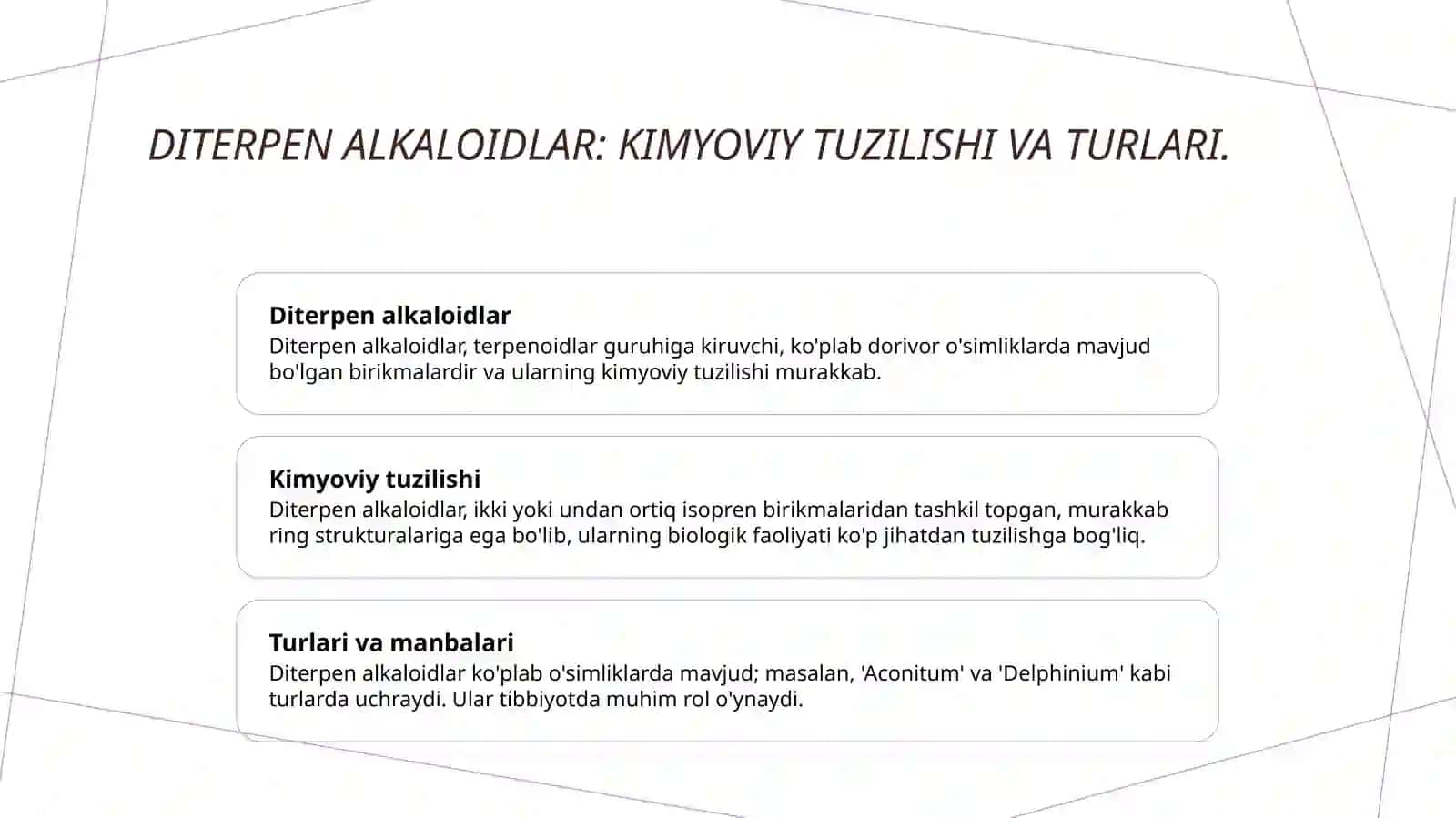 Diterpen alkaloidlar va ularning tuzilishi 3