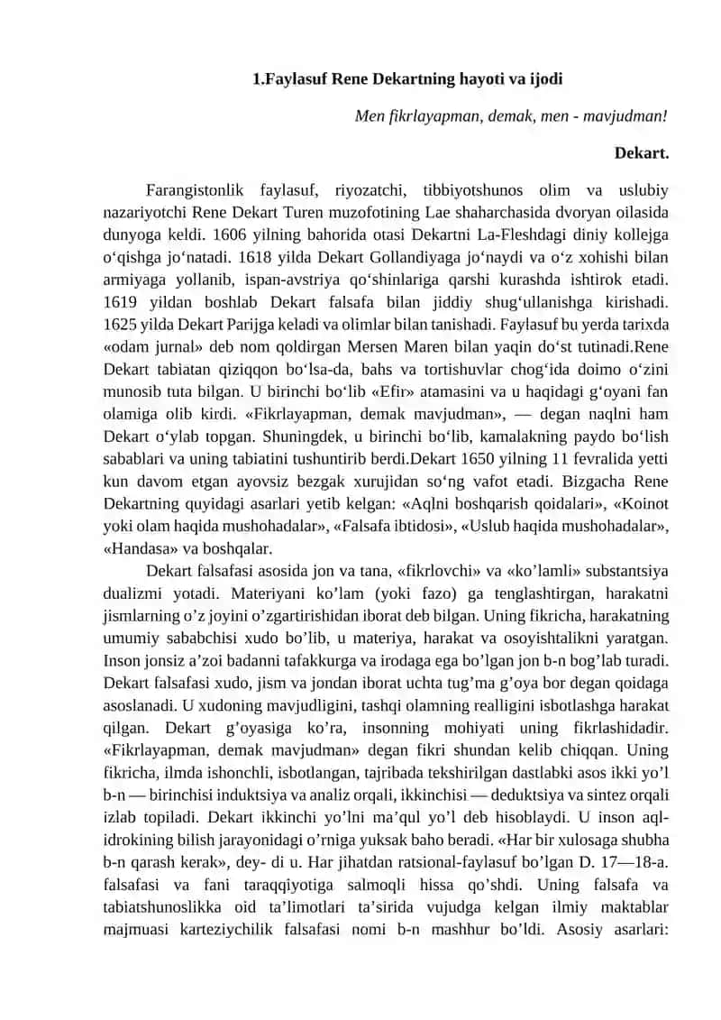 Rene Dekartning ta’limoti va uning mazmuni 3