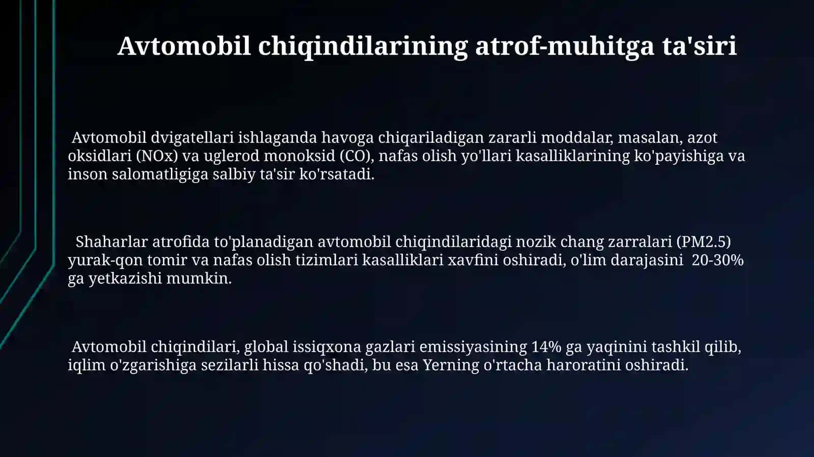 Avtomobil transporti va atrofmuhitmuxofazasi 3