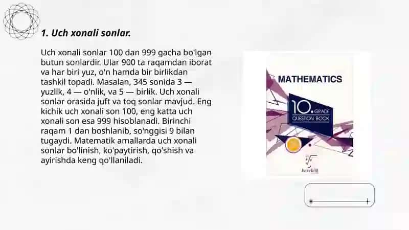 3- sinf matematika darsligi. Uch xonali sonlar.Mingliklar 3