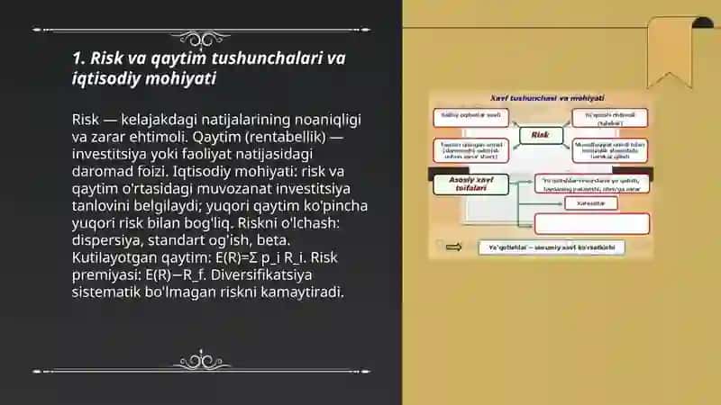 Risk va qaytimning mohiyati va hisoblanishi 3