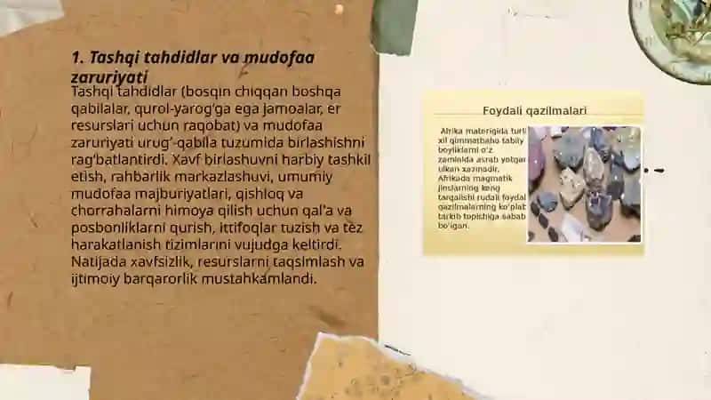 Urug'-qabila tuzumida ularning birlashuviga olib kelgan omillar 3